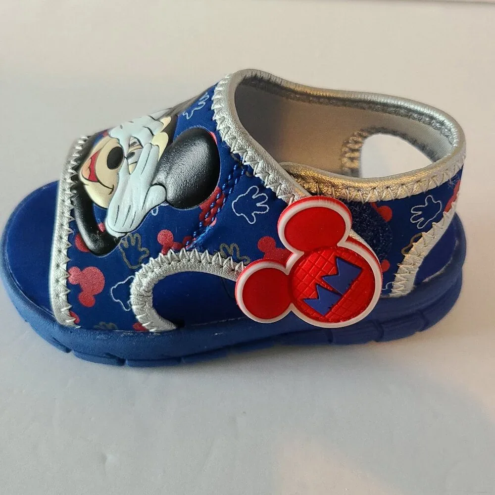 DISNEY MICKEY MOUSE BABY BOY PLAY SANDALS ROYAL BLUE SLIP-ON SIZE 5
